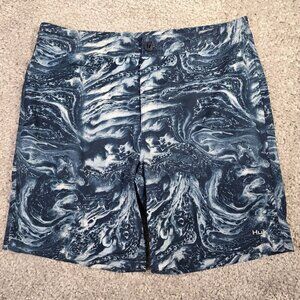 Huk Board Shorts Men 38 Blue Fishing Swim Trunks Performance Quick Dry Outdoor